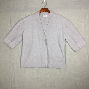 The Reset R Label Wool Women's Cardigan Sweater Short Sleeve Size M Gray